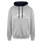 Contrast Hoodie - Strong Upon the Rock - heather gray/navy