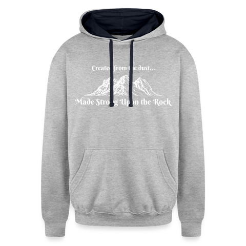 Contrast Hoodie - Strong Upon the Rock - heather gray/navy
