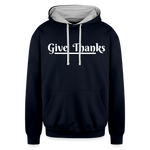 Unisex Contrast Hoodie - Give Thanks - navy/heather gray