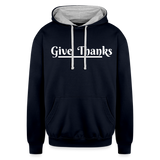Unisex Contrast Hoodie - Give Thanks - navy/heather gray