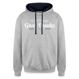 Give Thanks - Unisex Contrast Hoodie - heather gray/navy