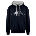 Contrast Hoodie - Strong Upon the Rock - navy/heather gray