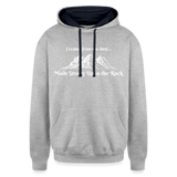 Contrast Hoodie - Strong Upon the Rock - heather gray/navy