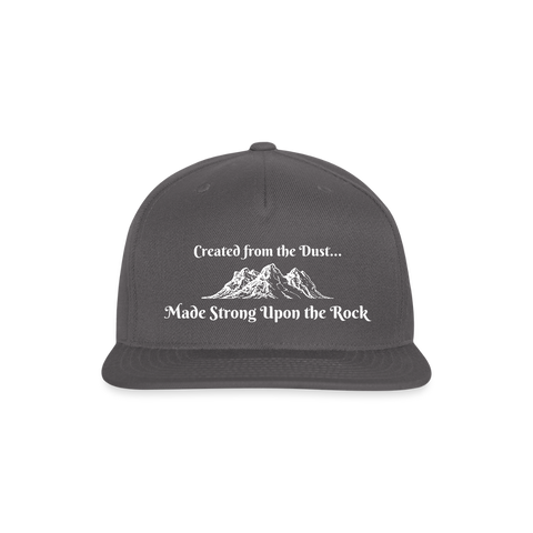 Snapback Baseball Styled Cap - Created From The Dust - dark grey