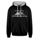 Contrast Hoodie - Strong Upon the Rock - black/heather gray