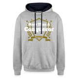 Contrast Hoodie - More Than a Conqueror - heather gray/navy