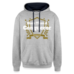 Contrast Hoodie - More Than a Conqueror - heather gray/navy