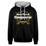 Contrast Hoodie - More Than a Conqueror - black/heather gray