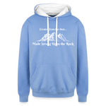 Contrast Hoodie - Strong Upon the Rock - sky blue/white