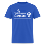 Men's Classic T-Shirt- Faith Conquers - royal blue
