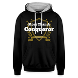 Contrast Hoodie - More Than a Conqueror - black/heather gray