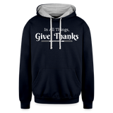 Give Thanks - Unisex Contrast Hoodie - navy/heather gray