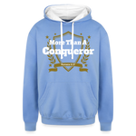 Contrast Hoodie - More Than a Conqueror - sky blue/white