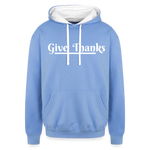 Unisex Contrast Hoodie - Give Thanks - sky blue/white
