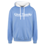 Unisex Contrast Hoodie - Give Thanks - sky blue/white