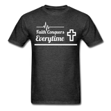 Men's Classic T-Shirt- Faith Conquers - heather black