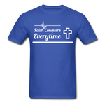 Men's Classic T-Shirt- Faith Conquers - royal blue