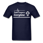 Men's Classic T-Shirt- Faith Conquers - navy