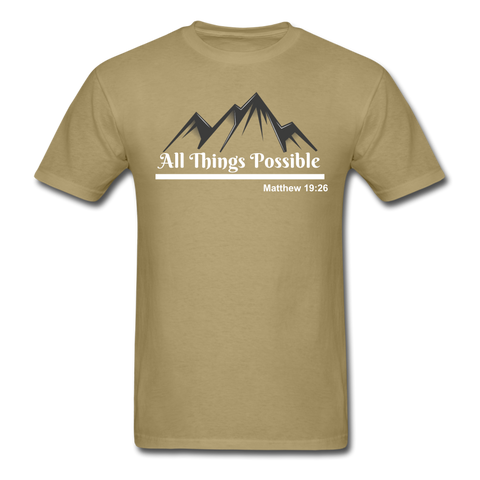 Men's Classic T-Shirt - All Things Possible - khaki